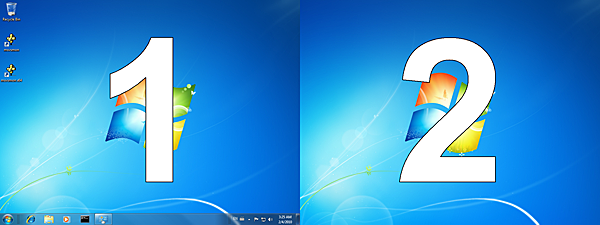 Desktop extended across 2 monitors